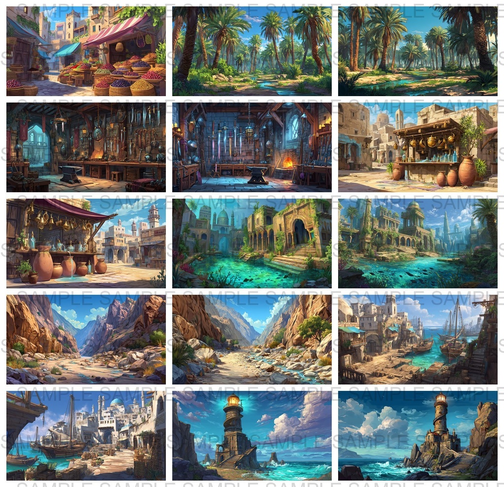 【198枚】古代アラビア ファンタジー背景イラスト【著作権フリー画像】ゲーム・TRPG背景