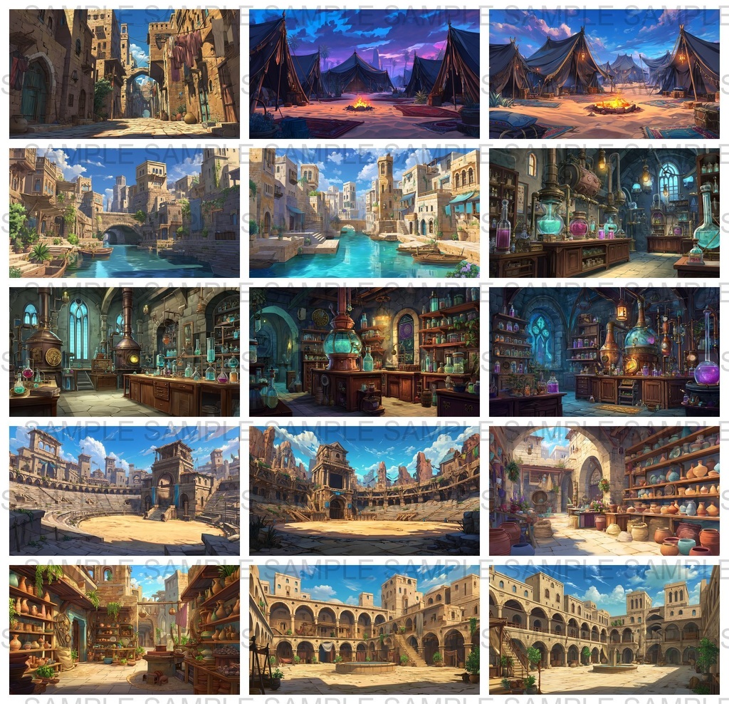 【198枚】古代アラビア ファンタジー背景イラスト【著作権フリー画像】ゲーム・TRPG背景