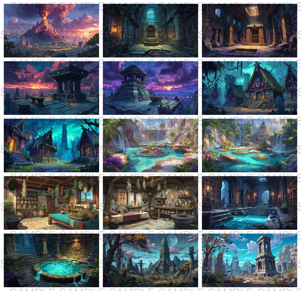 【 184 枚】 古代アステカ ファンタジー背景イラスト【著作権フリー画像】TRPG/ゲーム素材