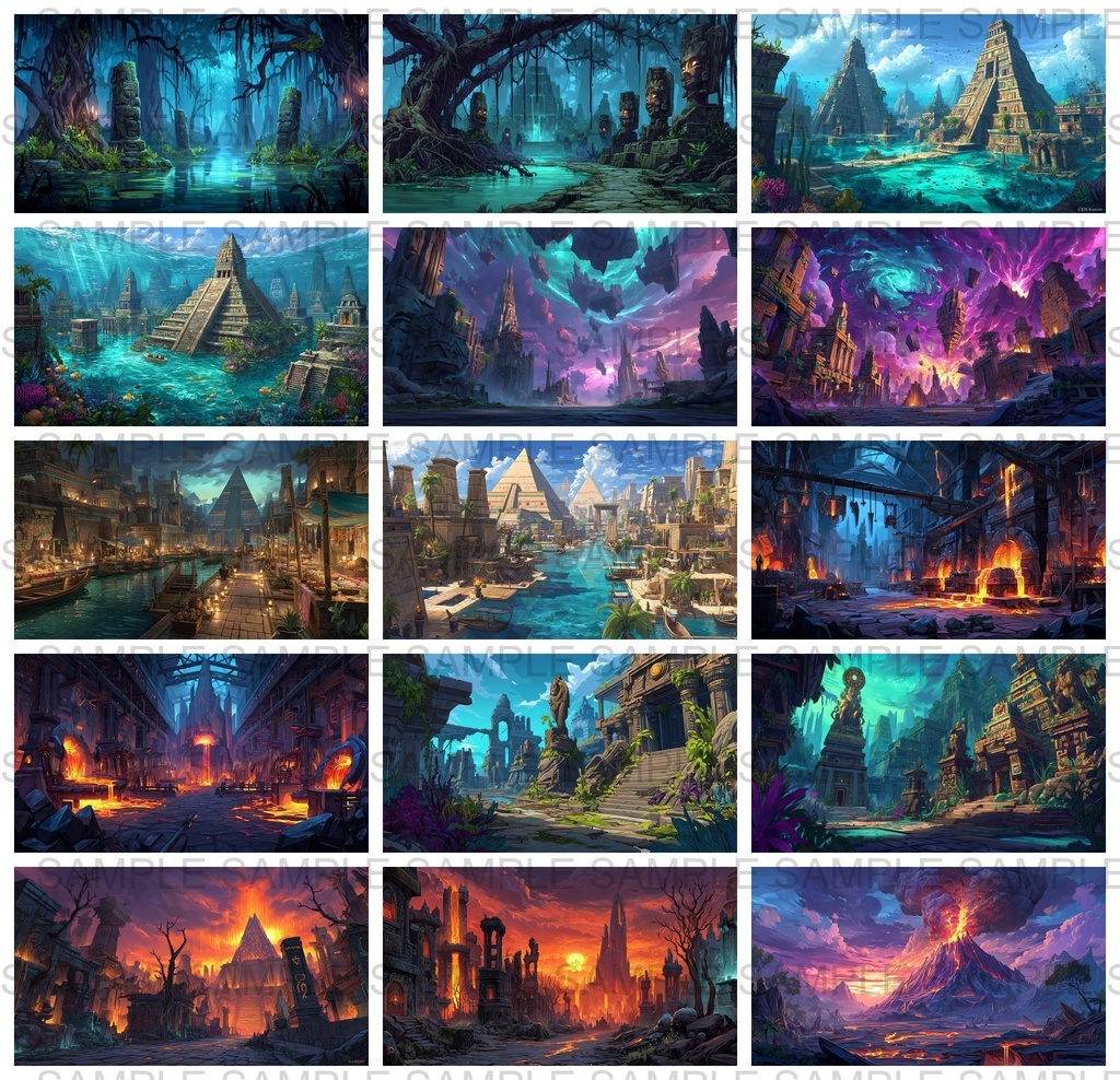 【 184 枚】 古代アステカ ファンタジー背景イラスト【著作権フリー画像】TRPG/ゲーム素材