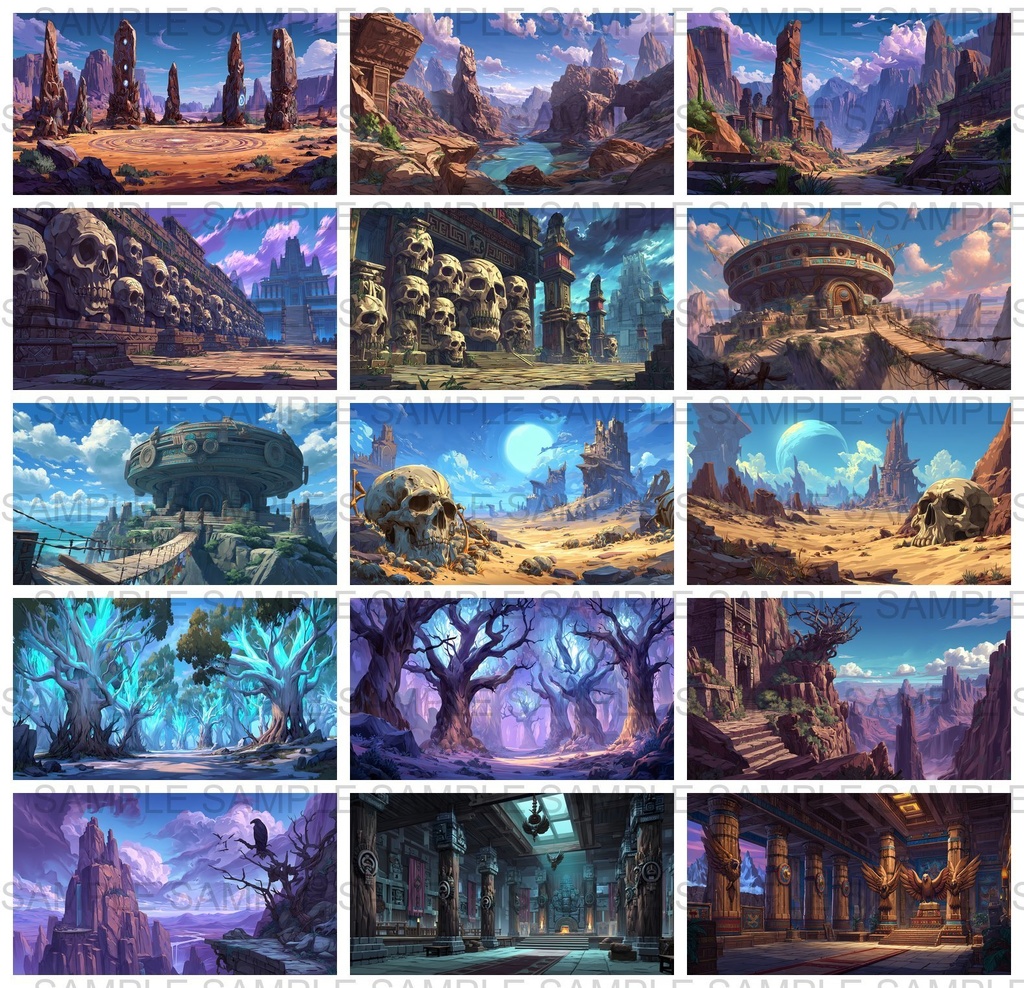 【 184 枚】 古代アステカ ファンタジー背景イラスト【著作権フリー画像】TRPG/ゲーム素材