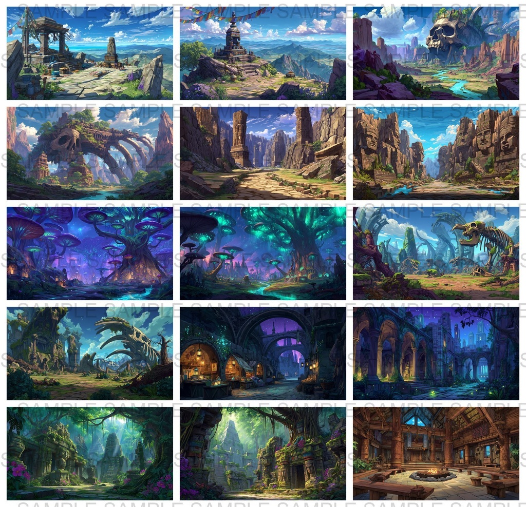 【 184 枚】 古代アステカ ファンタジー背景イラスト【著作権フリー画像】TRPG/ゲーム素材