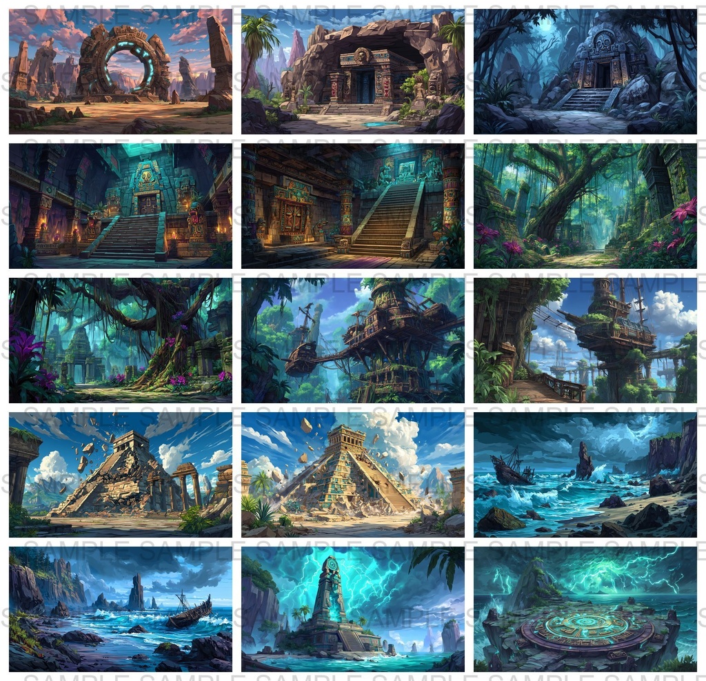 【 184 枚】 古代アステカ ファンタジー背景イラスト【著作権フリー画像】TRPG/ゲーム素材