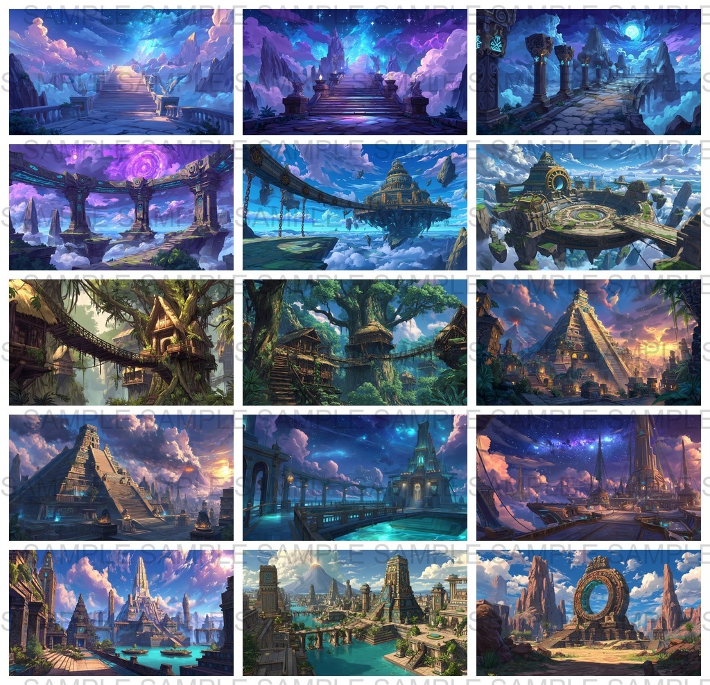 【 184 枚】 古代アステカ ファンタジー背景イラスト【著作権フリー画像】TRPG/ゲーム素材