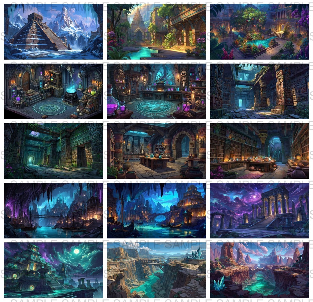 【 184 枚】 古代アステカ ファンタジー背景イラスト【著作権フリー画像】TRPG/ゲーム素材