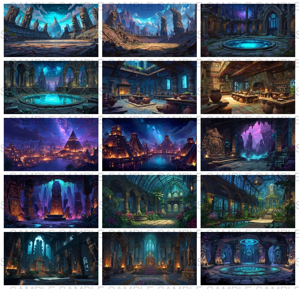 【 184 枚】 古代アステカ ファンタジー背景イラスト【著作権フリー画像】TRPG/ゲーム素材