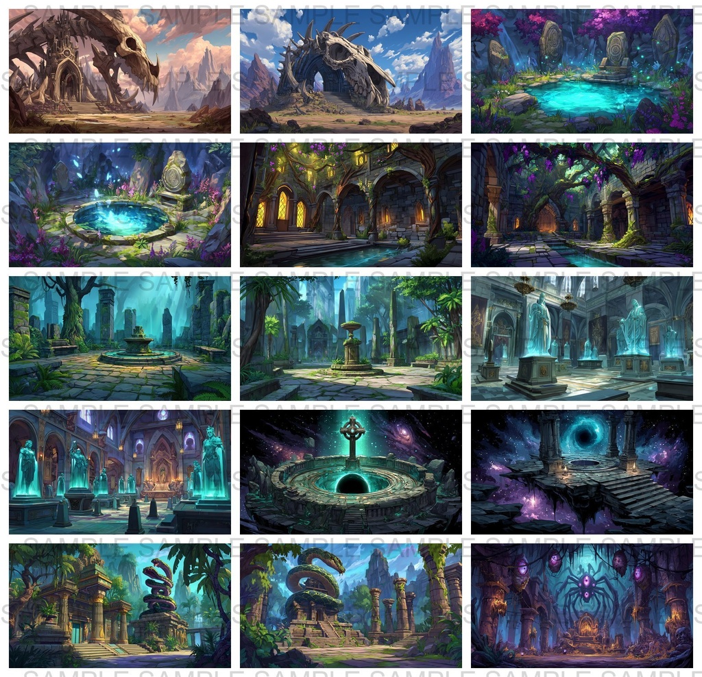 【 180 枚】遺跡・神殿 ファンタジー背景イラスト【著作権フリー画像】TRPG/ゲーム素材