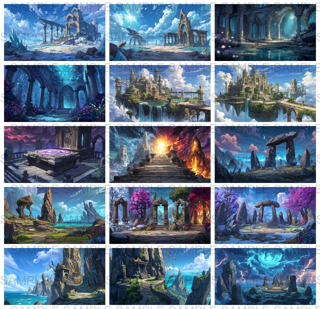 【 180 枚】遺跡・神殿 ファンタジー背景イラスト【著作権フリー画像】TRPG/ゲーム素材