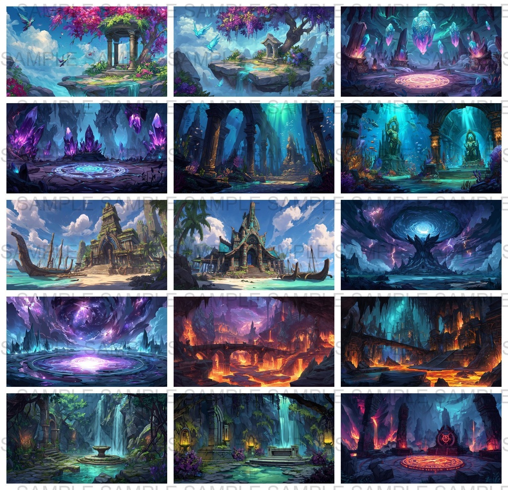 【 180 枚】遺跡・神殿 ファンタジー背景イラスト【著作権フリー画像】TRPG/ゲーム素材