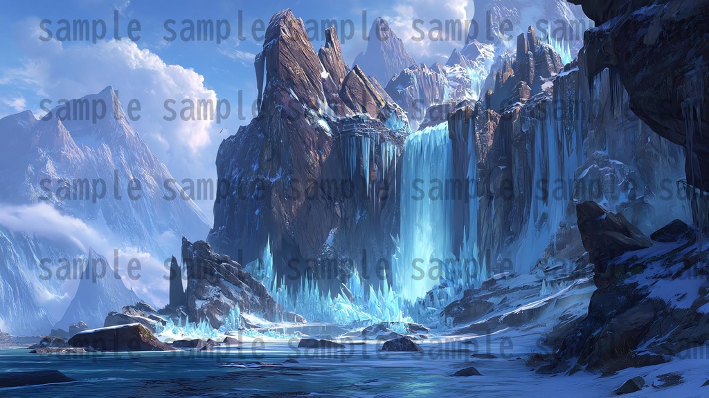 【 200枚】氷河地帯 ファンタジー背景イラスト【著作権フリー画像】TRPG/ゲーム素材