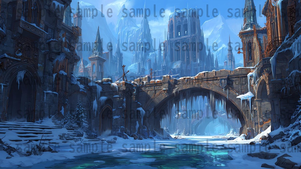 【 200枚】氷河地帯 ファンタジー背景イラスト【著作権フリー画像】TRPG/ゲーム素材