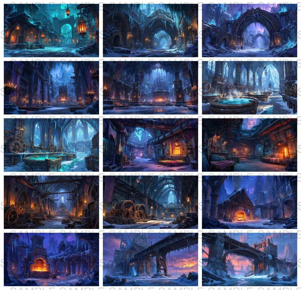 【 200枚】氷河地帯 ファンタジー背景イラスト【著作権フリー画像】TRPG/ゲーム素材