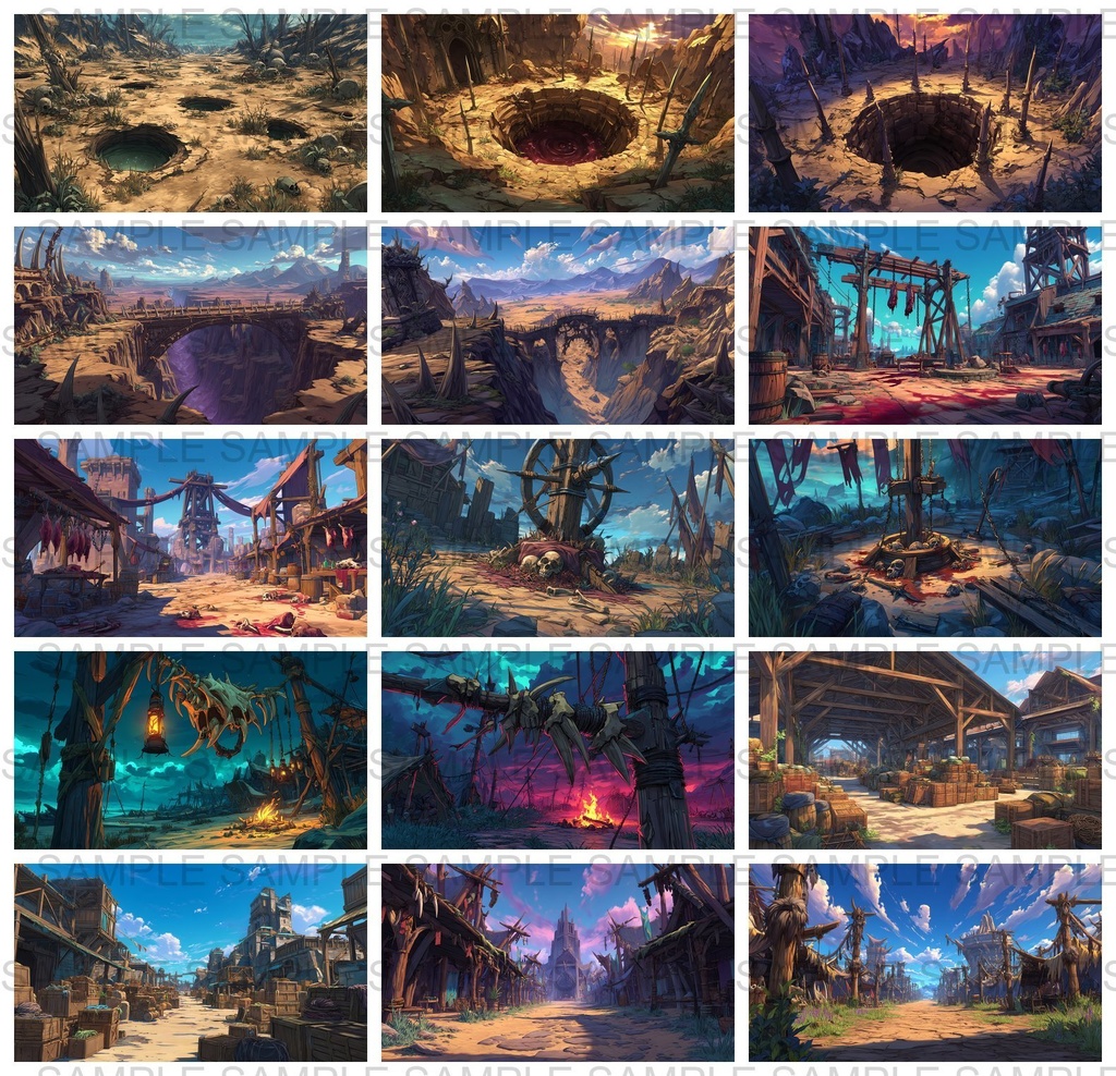 【 170枚】蛮族拠点 ファンタジー背景イラスト【著作権フリー画像】TRPG/ゲーム素材