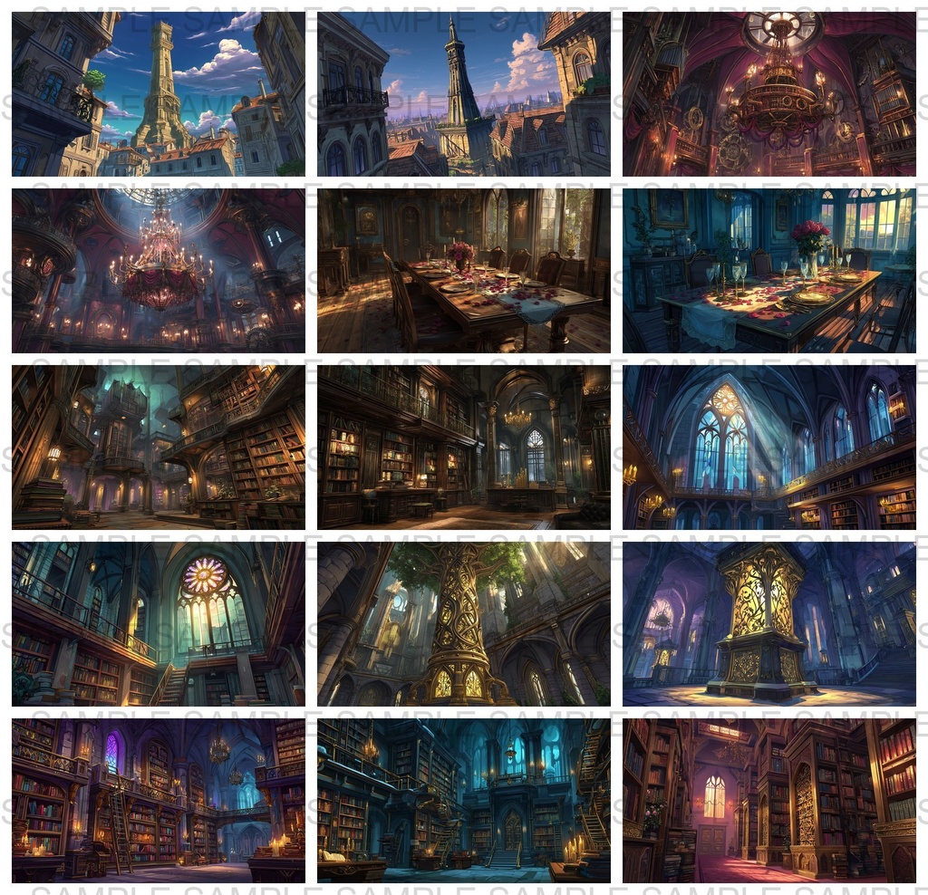 【 118枚】ゴシックロリータ風建築物 ファンタジー背景イラスト【著作権フリー画像】TRPG/ゲーム素材