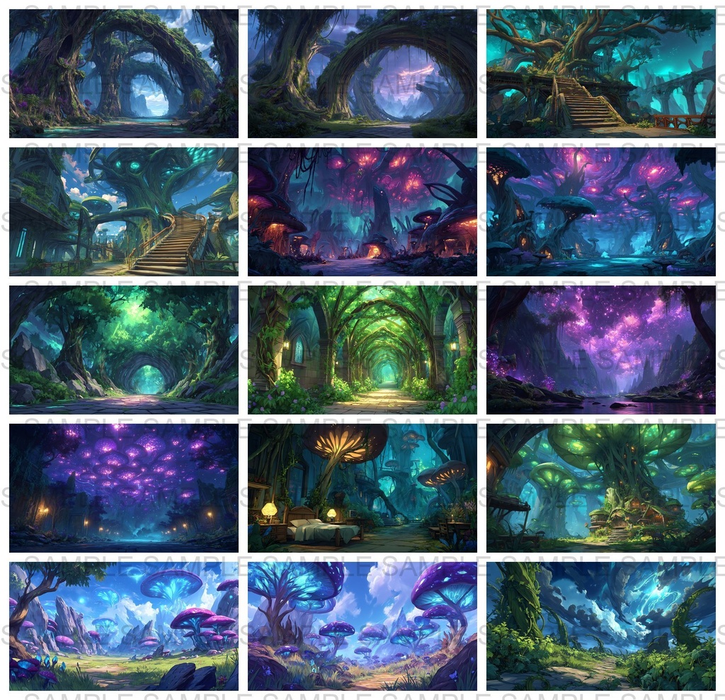 【 120枚】迷いの森 ファンタジー背景イラスト【著作権フリー画像】TRPG/ゲーム素材