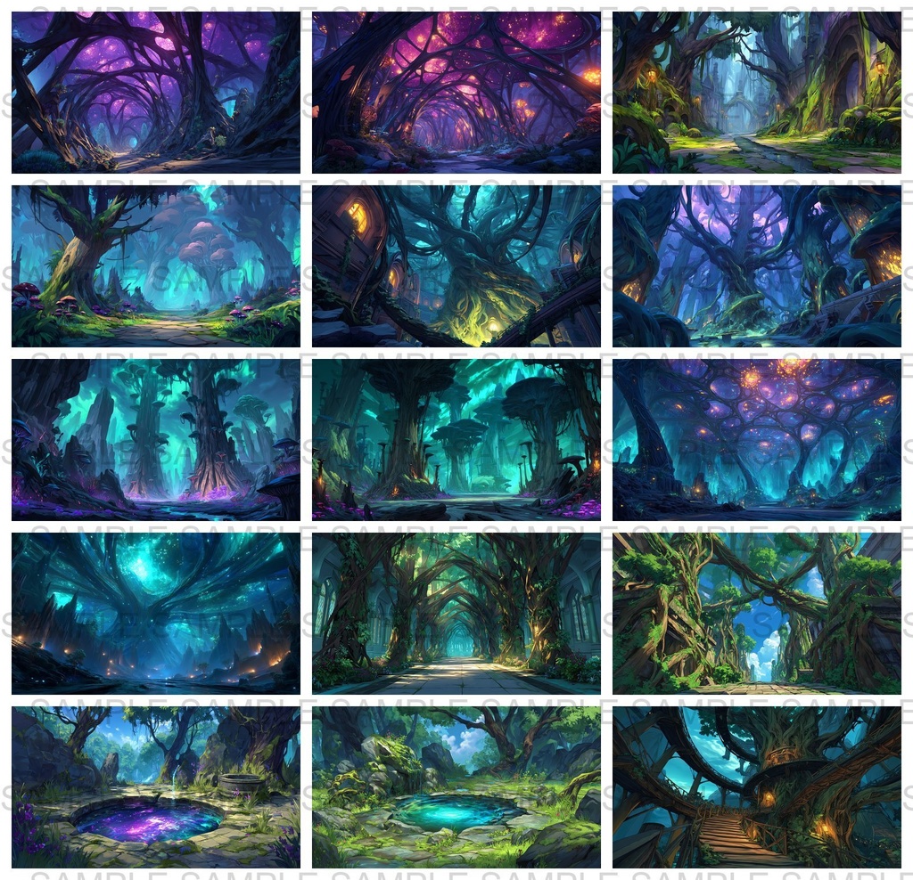 【 120枚】迷いの森 ファンタジー背景イラスト【著作権フリー画像】TRPG/ゲーム素材