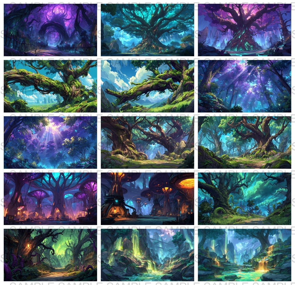 【 120枚】迷いの森 ファンタジー背景イラスト【著作権フリー画像】TRPG/ゲーム素材