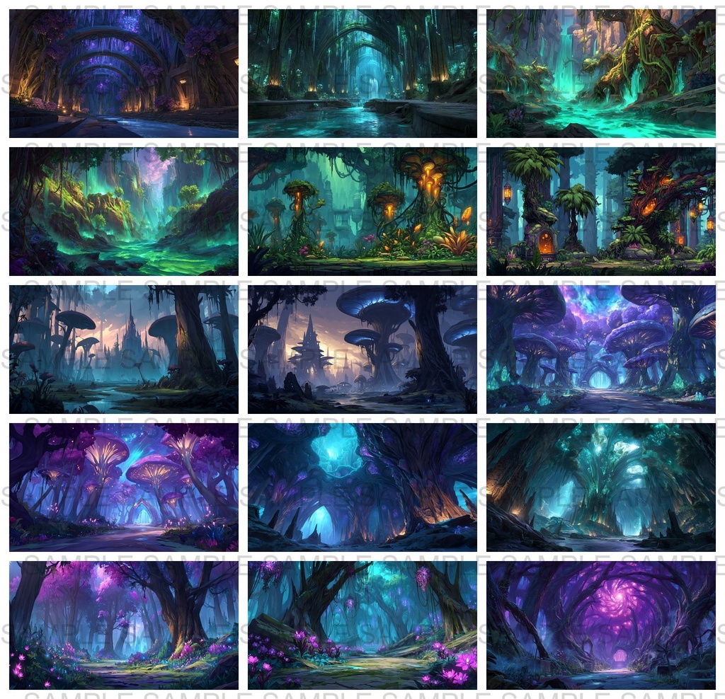 【 120枚】迷いの森 ファンタジー背景イラスト【著作権フリー画像】TRPG/ゲーム素材