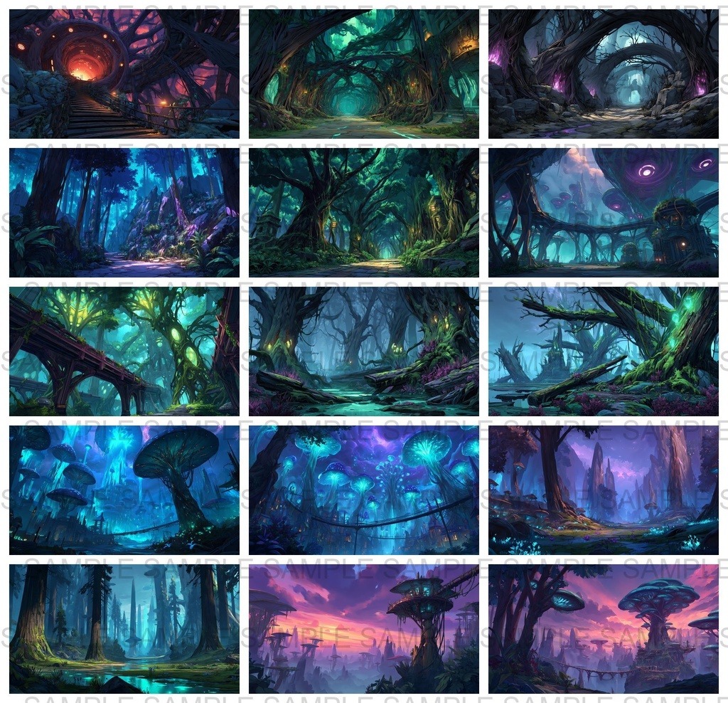 【 120枚】迷いの森 ファンタジー背景イラスト【著作権フリー画像】TRPG/ゲーム素材