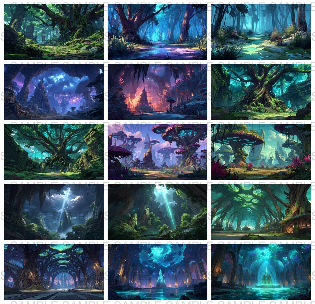 【 120枚】迷いの森 ファンタジー背景イラスト【著作権フリー画像】TRPG/ゲーム素材