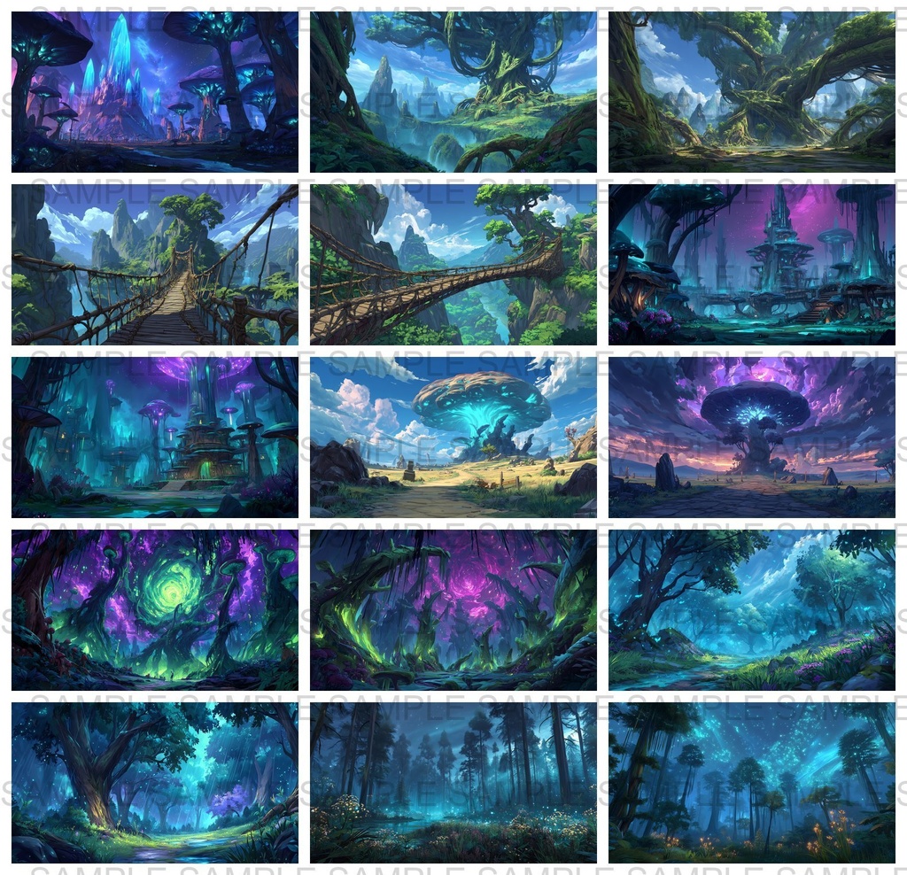 【 120枚】迷いの森 ファンタジー背景イラスト【著作権フリー画像】TRPG/ゲーム素材