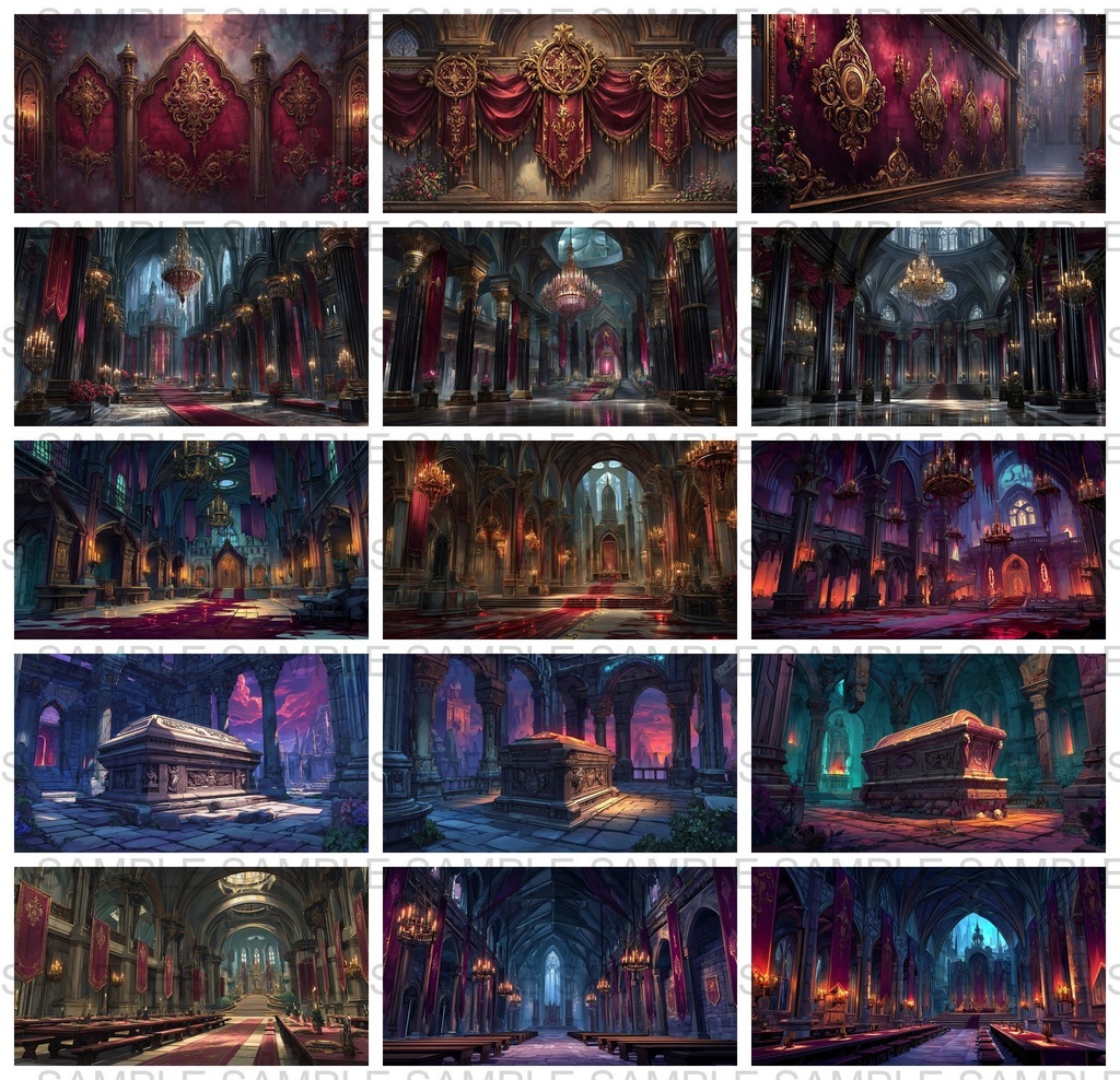 【 232枚】吸血鬼の館 ファンタジー背景イラスト【著作権フリー画像】TRPG/ゲーム素材