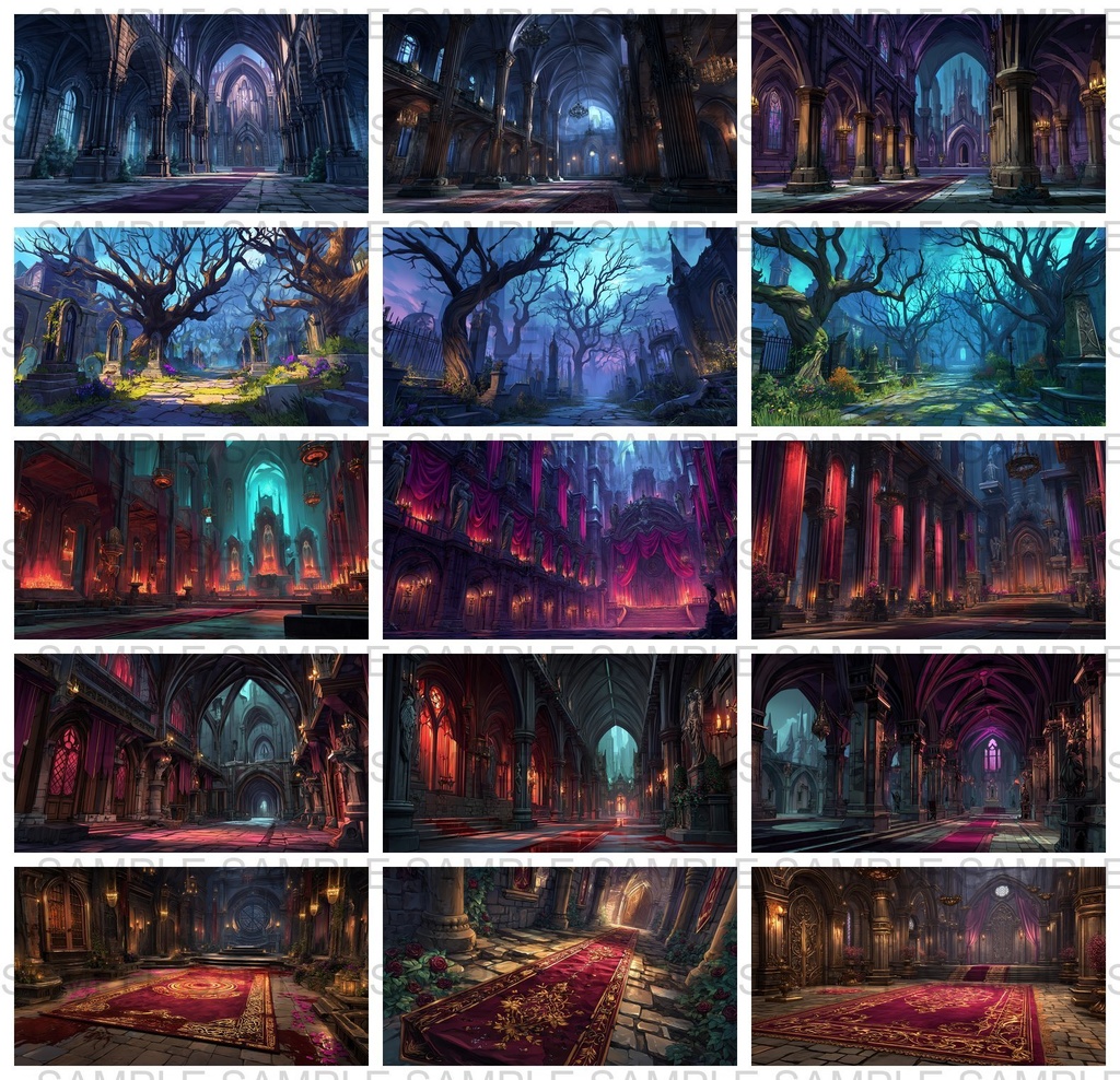 【 232枚】吸血鬼の館 ファンタジー背景イラスト【著作権フリー画像】TRPG/ゲーム素材