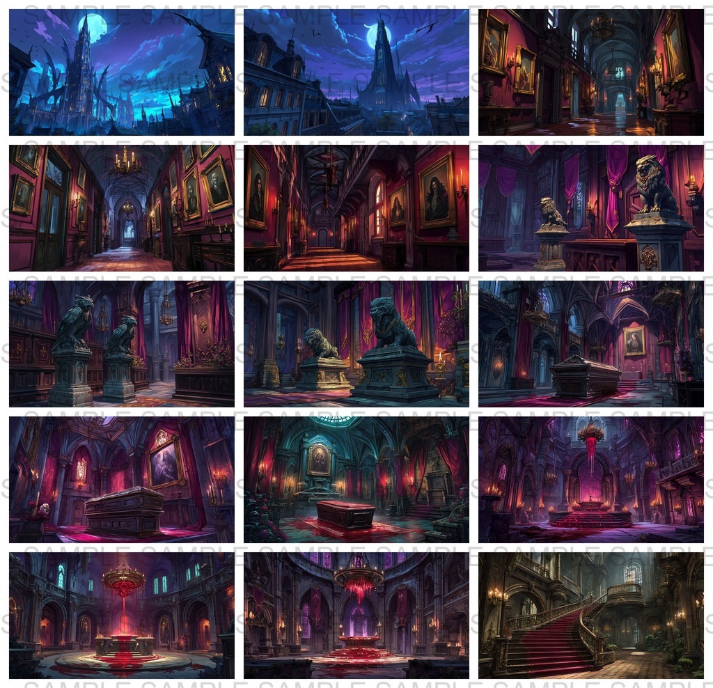 【 232枚】吸血鬼の館 ファンタジー背景イラスト【著作権フリー画像】TRPG/ゲーム素材