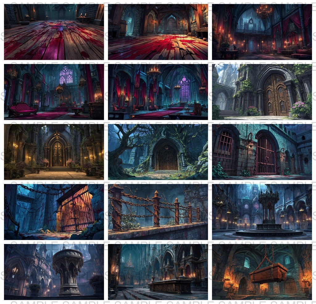 【 232枚】吸血鬼の館 ファンタジー背景イラスト【著作権フリー画像】TRPG/ゲーム素材