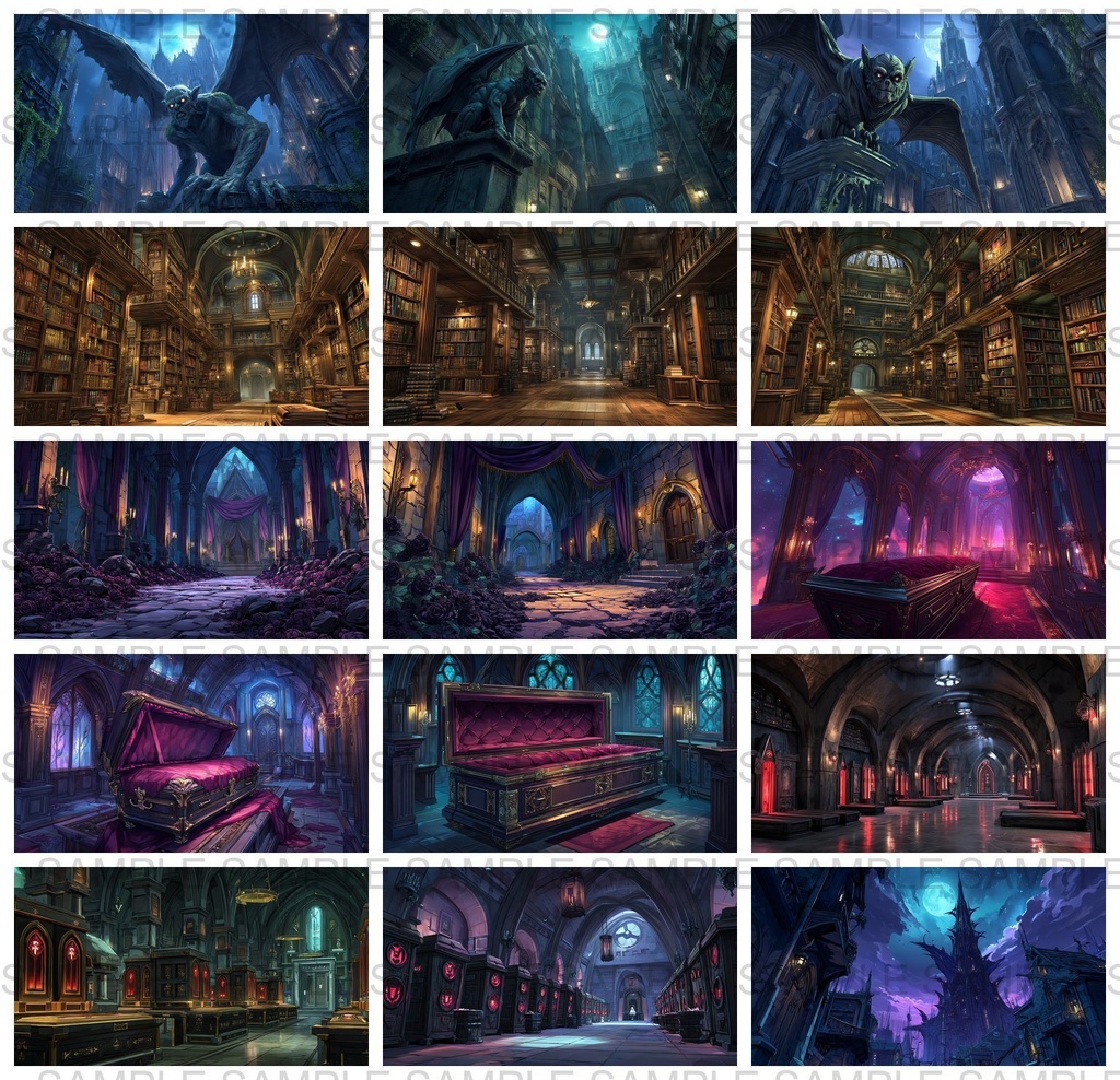 【 232枚】吸血鬼の館 ファンタジー背景イラスト【著作権フリー画像】TRPG/ゲーム素材