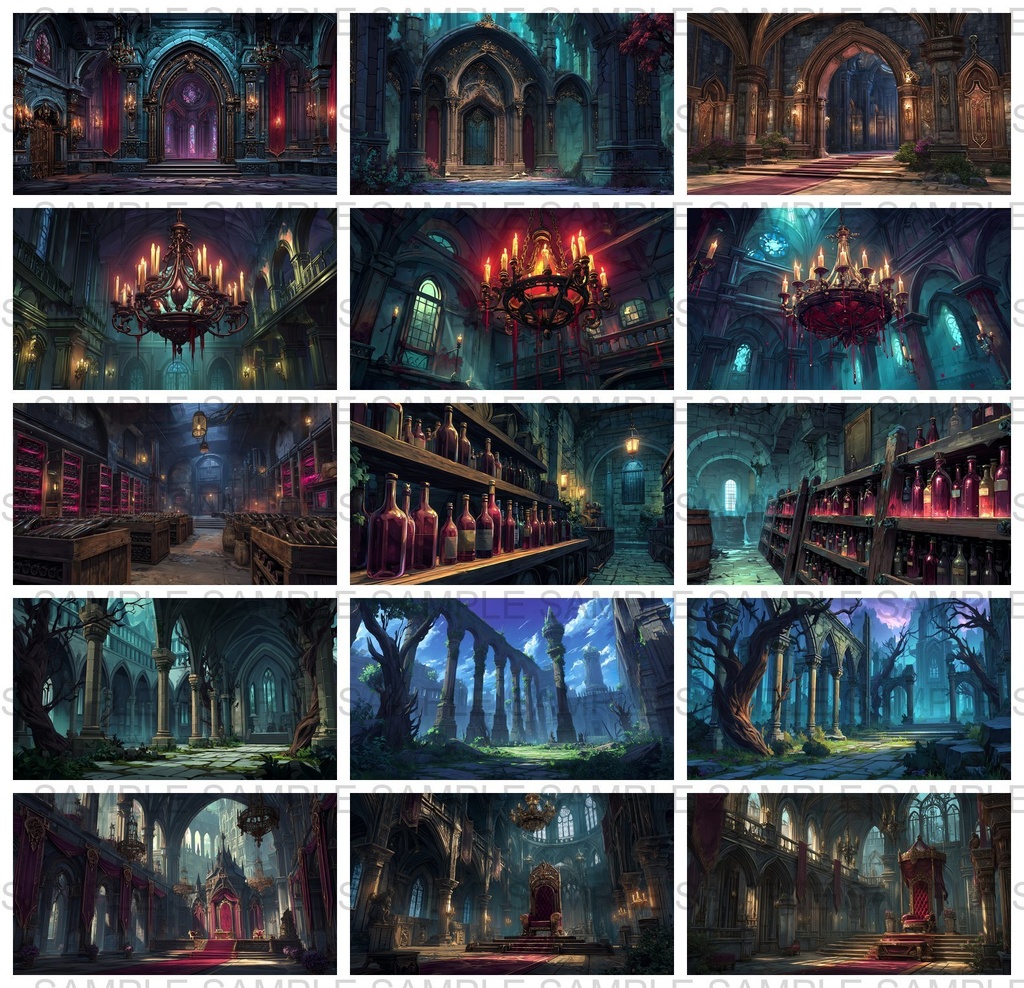 【 232枚】吸血鬼の館 ファンタジー背景イラスト【著作権フリー画像】TRPG/ゲーム素材