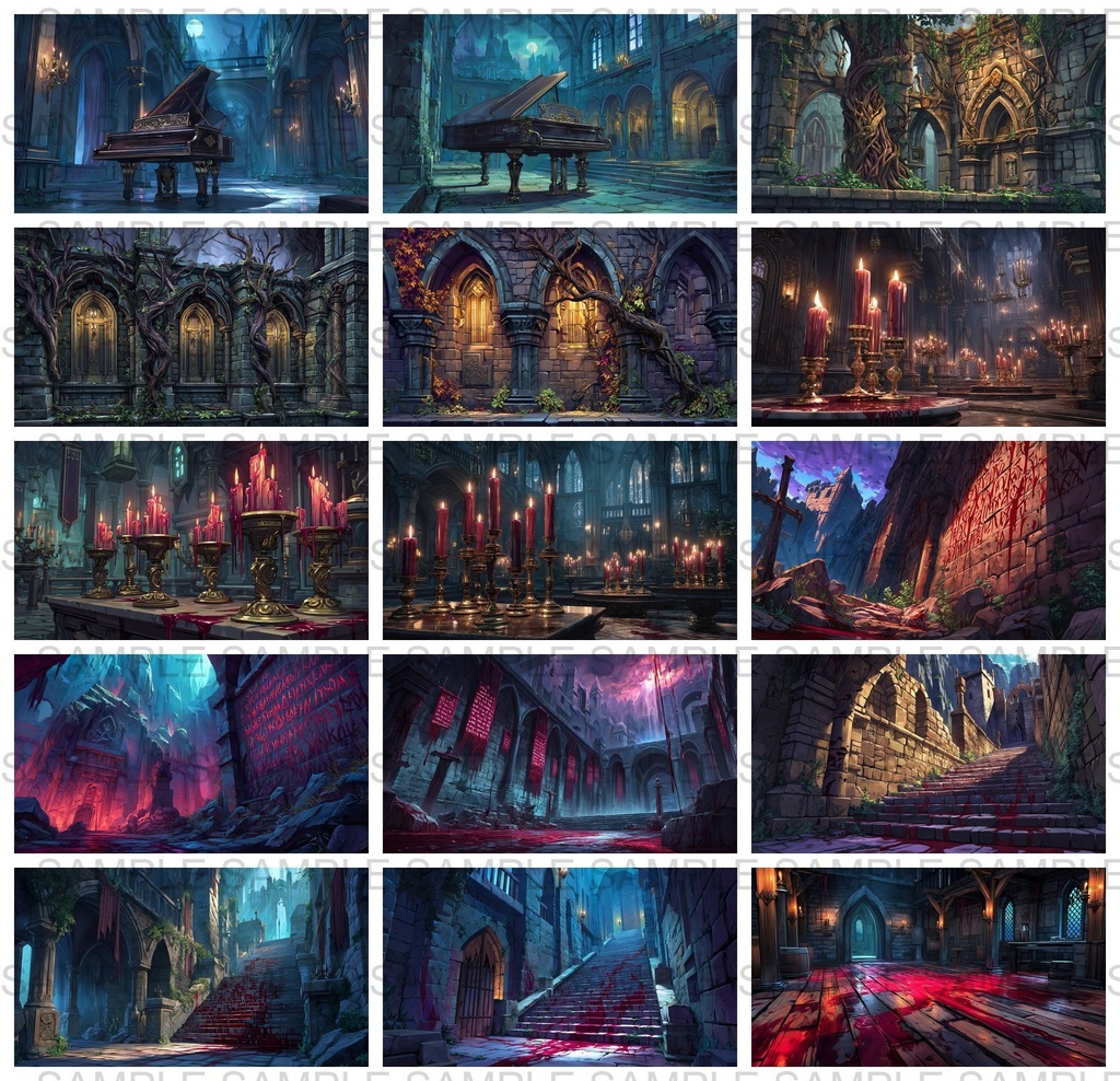 【 232枚】吸血鬼の館 ファンタジー背景イラスト【著作権フリー画像】TRPG/ゲーム素材