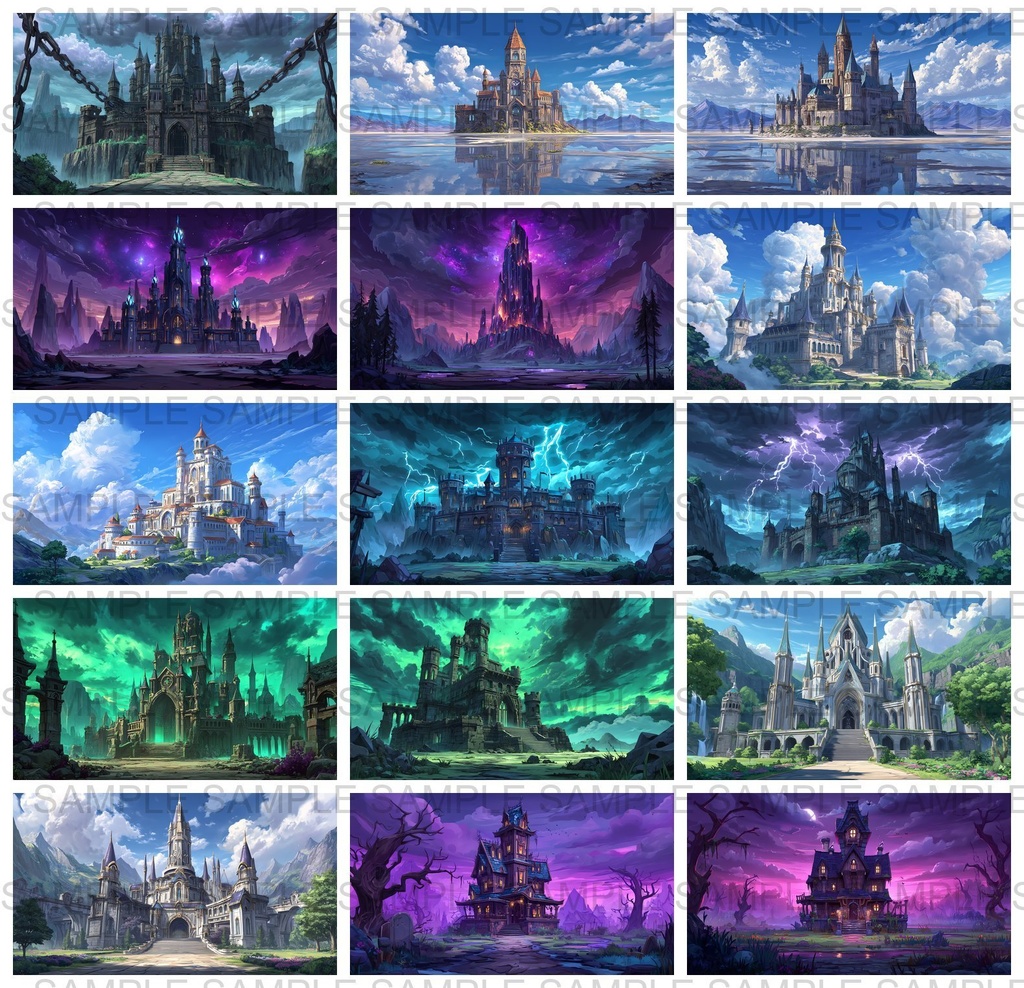 【 156枚】お城の外観 ファンタジー背景イラスト【著作権フリー画像】TRPG/ゲーム素材