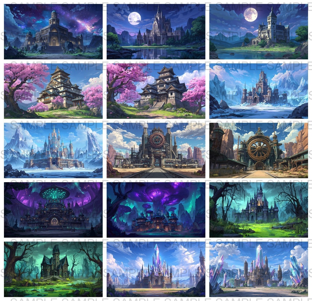 【 156枚】お城の外観 ファンタジー背景イラスト【著作権フリー画像】TRPG/ゲーム素材