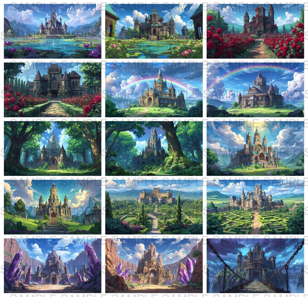 【 156枚】お城の外観 ファンタジー背景イラスト【著作権フリー画像】TRPG/ゲーム素材