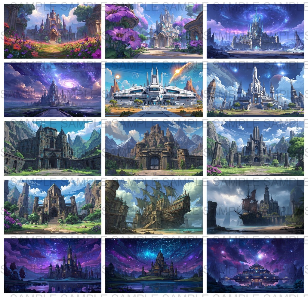 【 156枚】お城の外観 ファンタジー背景イラスト【著作権フリー画像】TRPG/ゲーム素材