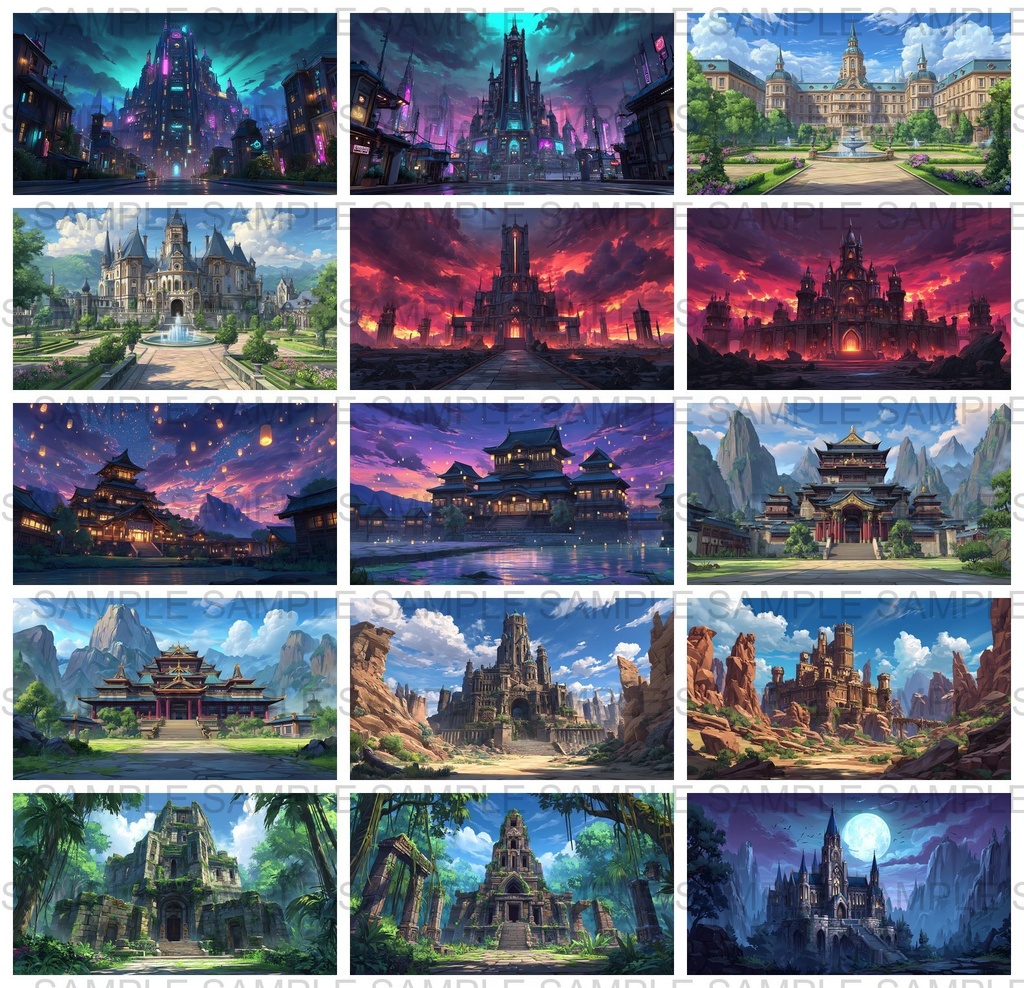 【 156枚】お城の外観 ファンタジー背景イラスト【著作権フリー画像】TRPG/ゲーム素材