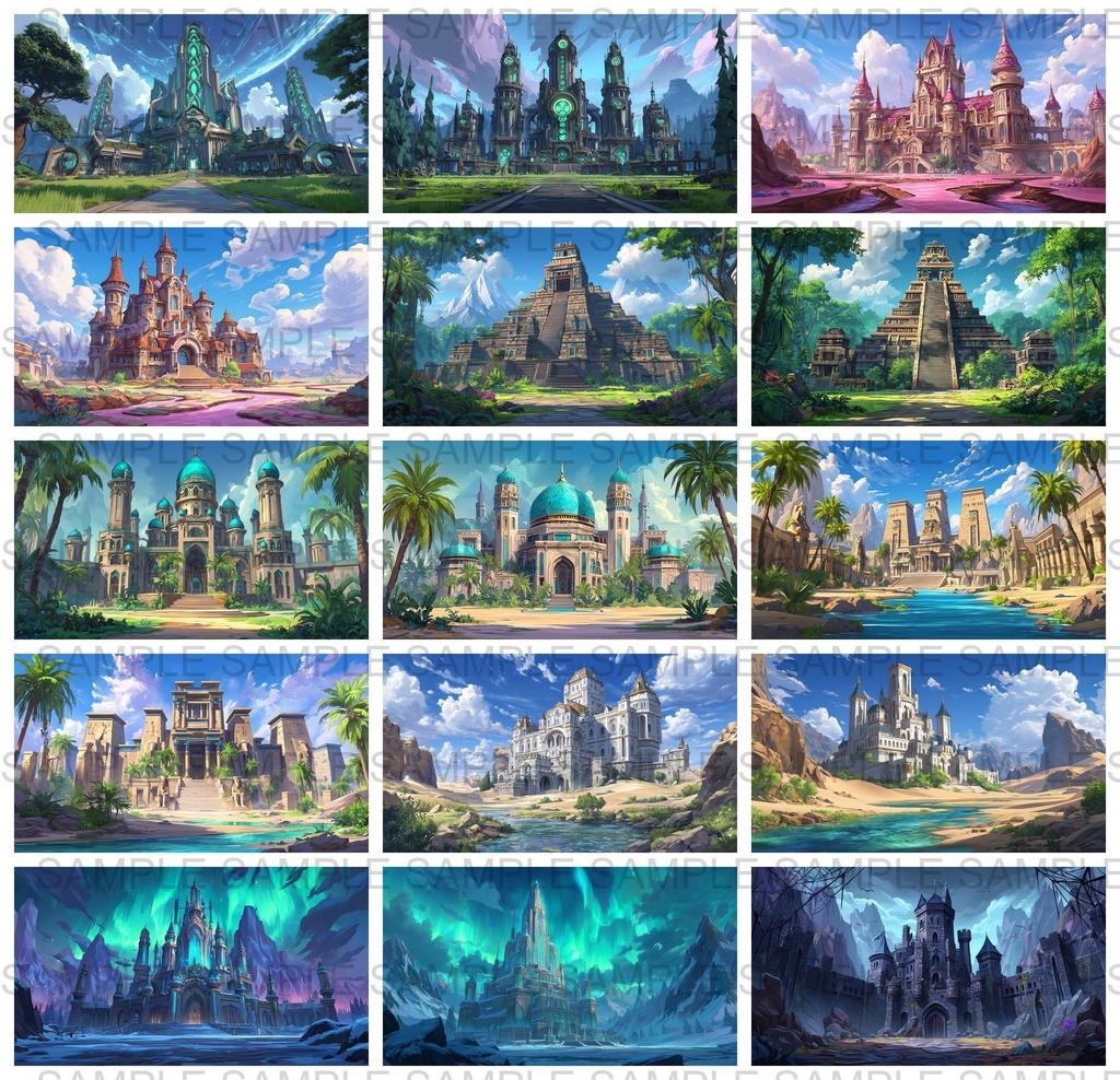 【 156枚】お城の外観 ファンタジー背景イラスト【著作権フリー画像】TRPG/ゲーム素材