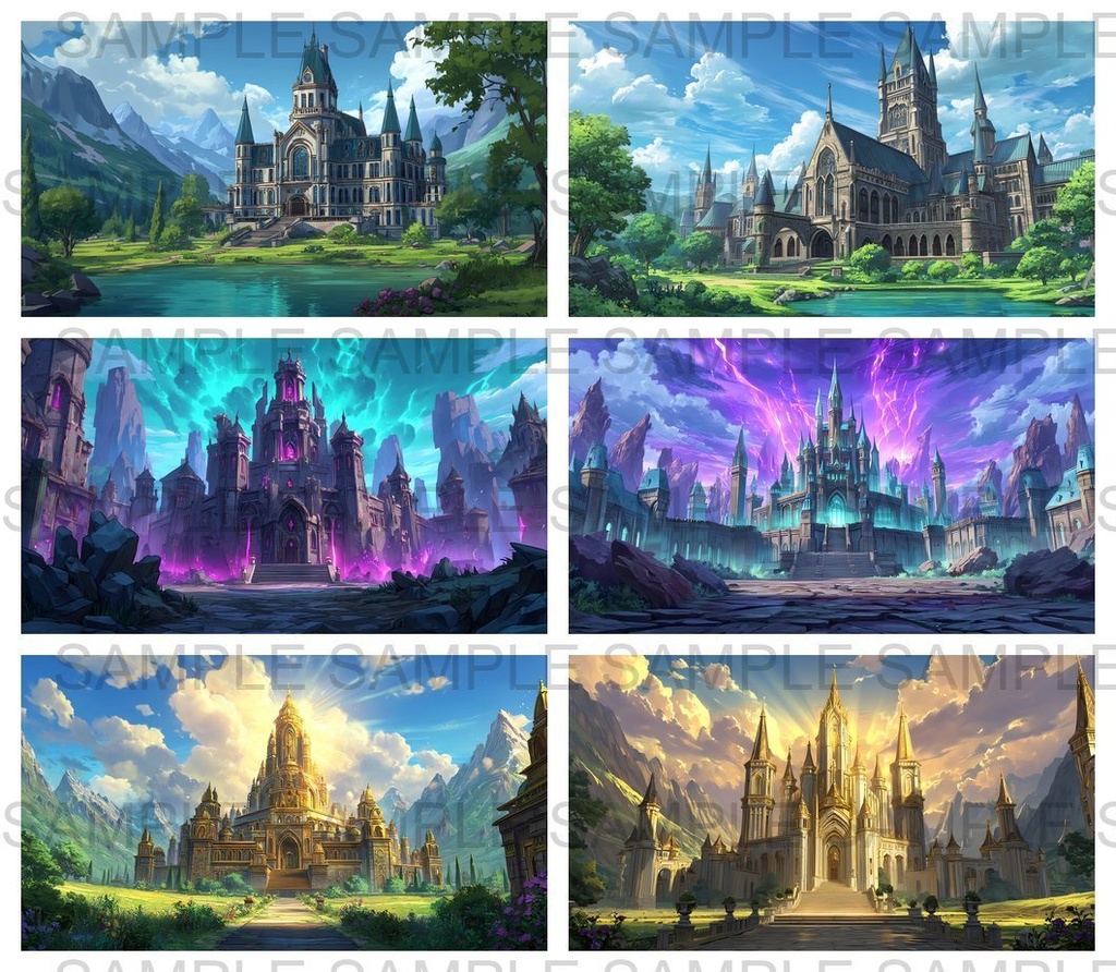 【 156枚】お城の外観 ファンタジー背景イラスト【著作権フリー画像】TRPG/ゲーム素材