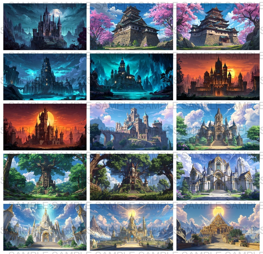 【 156枚】お城の外観 ファンタジー背景イラスト【著作権フリー画像】TRPG/ゲーム素材