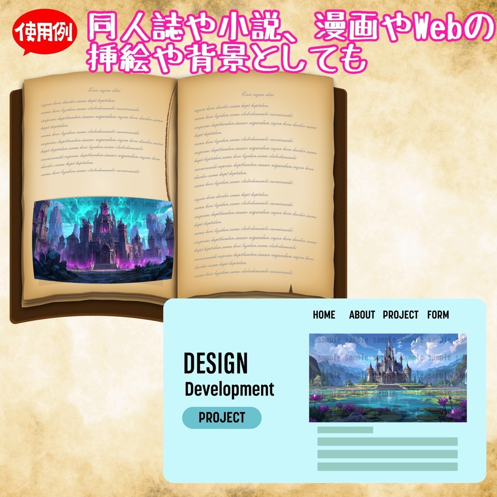 【 156枚】お城の外観 ファンタジー背景イラスト【著作権フリー画像】TRPG/ゲーム素材