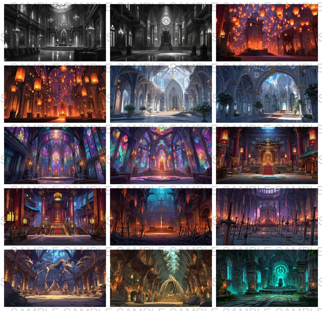 【 164枚】王室・玉座の間 ファンタジー背景イラスト【著作権フリー画像】TRPG/ゲーム素材