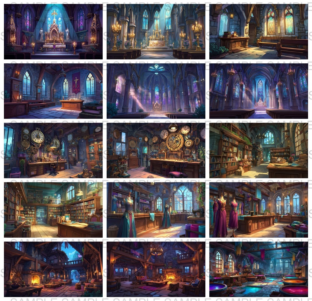 【 300枚】室内・部屋のファンタジー背景イラスト【著作権フリー画像】TRPG/ゲーム素材