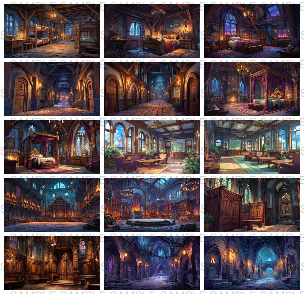 【 300枚】室内・部屋のファンタジー背景イラスト【著作権フリー画像】TRPG/ゲーム素材