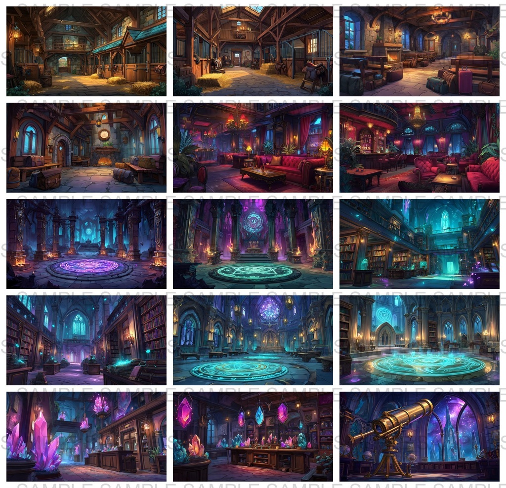 【 300枚】室内・部屋のファンタジー背景イラスト【著作権フリー画像】TRPG/ゲーム素材