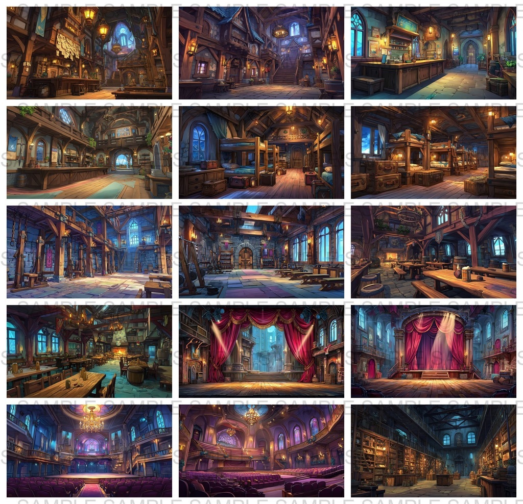 【 300枚】室内・部屋のファンタジー背景イラスト【著作権フリー画像】TRPG/ゲーム素材