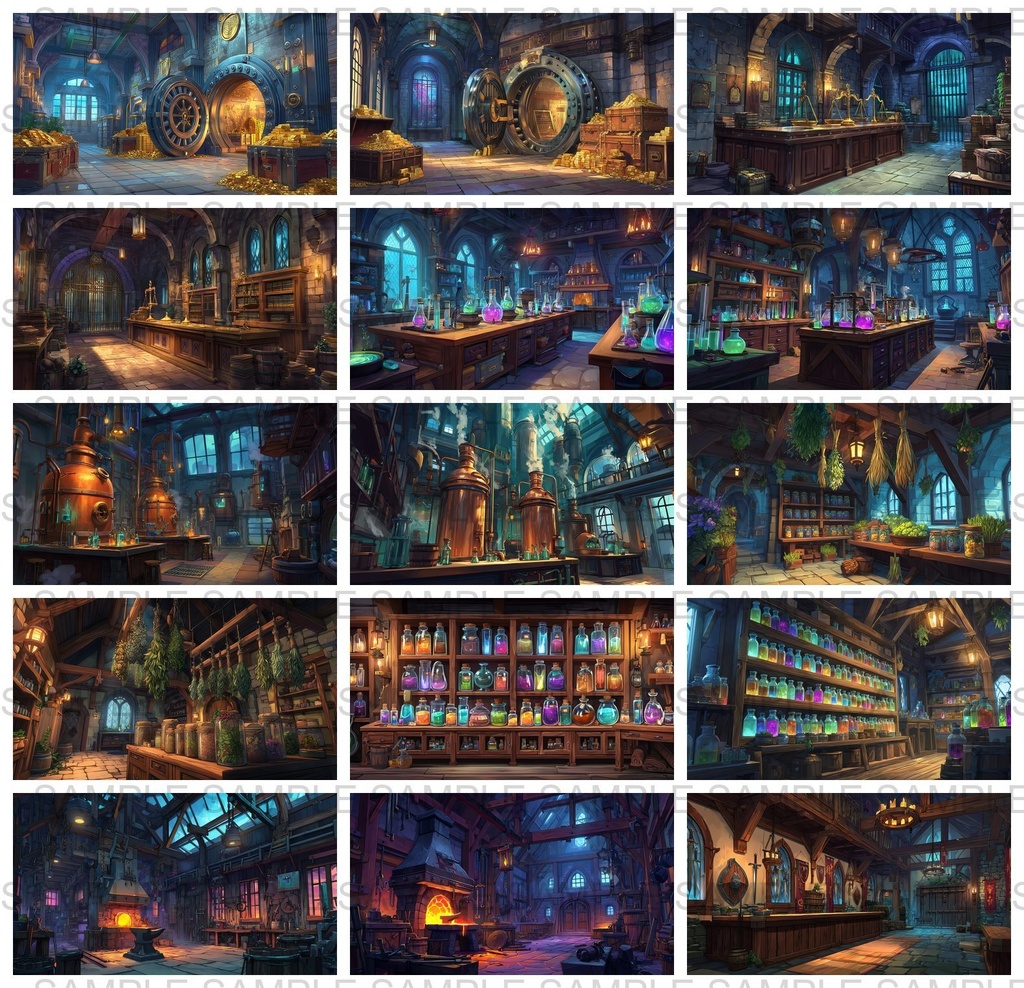 【 300枚】室内・部屋のファンタジー背景イラスト【著作権フリー画像】TRPG/ゲーム素材