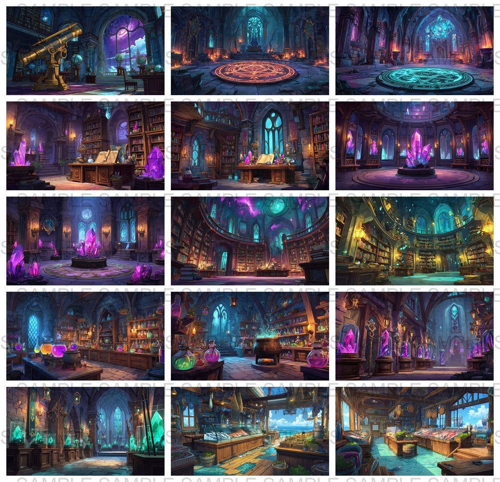【 300枚】室内・部屋のファンタジー背景イラスト【著作権フリー画像】TRPG/ゲーム素材