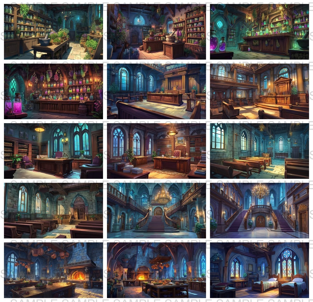 【 300枚】室内・部屋のファンタジー背景イラスト【著作権フリー画像】TRPG/ゲーム素材