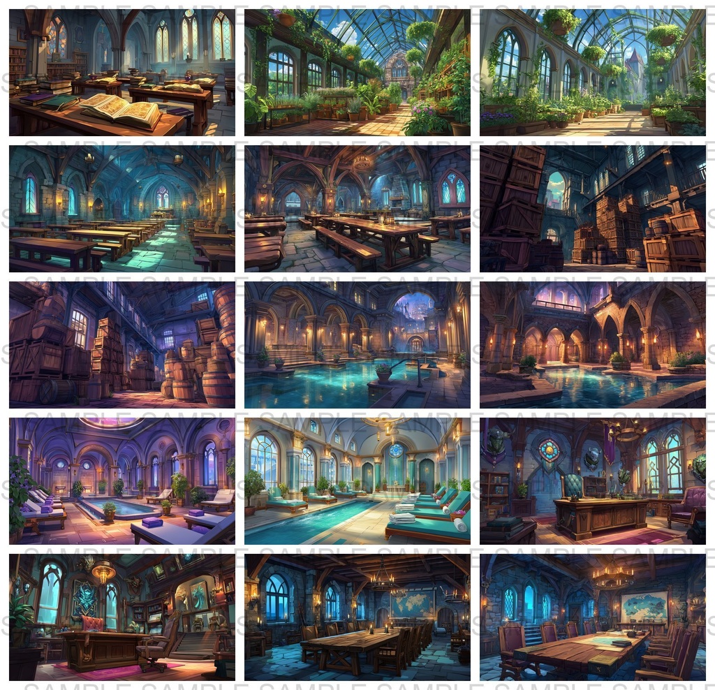 【 300枚】室内・部屋のファンタジー背景イラスト【著作権フリー画像】TRPG/ゲーム素材